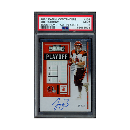 Joe Burrow 2020 Panini Contenders Football Playoff Ticket Rookie Auto /49 PSA 9
