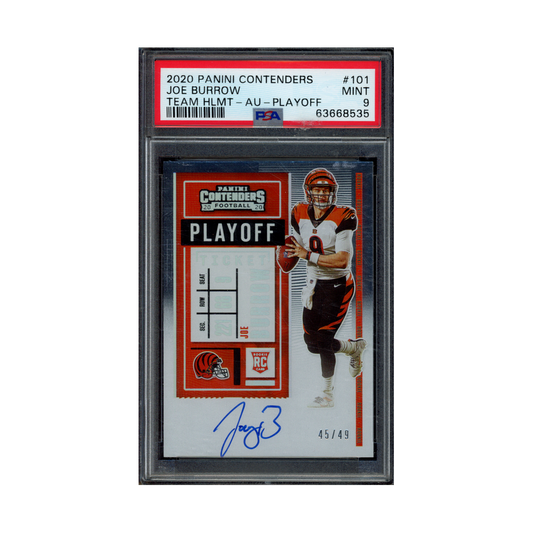 Joe Burrow 2020 Panini Contenders Football Playoff Ticket Rookie Auto /49 PSA 9