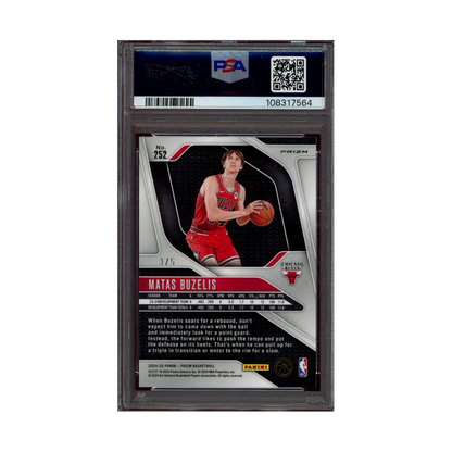 Matas Buzelis 2024-25 Panini Prizm Basketball Green Shimmer Prizm Rookie /5 PSA 9