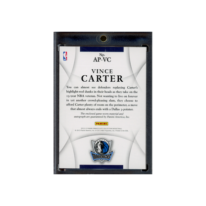Vince Carter 2012-13 Panini Immaculate Basketball Patch Auto /100