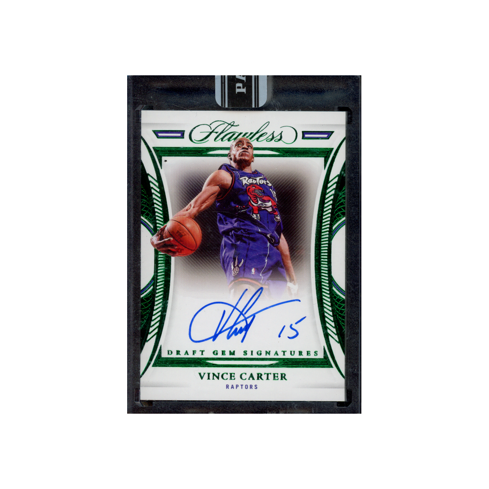 Vince Carter 2021-22 Panini Flawless Basketball Draft Gem Signatures Auto Emerald Black Box 1/1