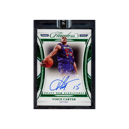 Vince Carter 2021-22 Panini Flawless Basketball Draft Gem Signatures Auto Emerald Black Box 1/1