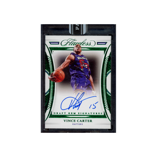 Vince Carter 2021-22 Panini Flawless Basketball Draft Gem Signatures Auto Emerald Black Box 1/1