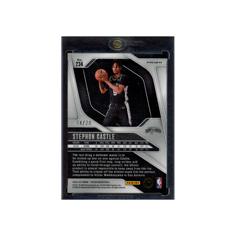 Stephon Castle 2024-25 Panini Prizm Basketball Bronze Fast Break Prizm Rookie /20