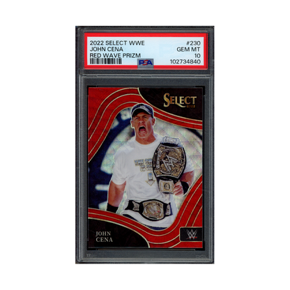 John Cena 2022 Panini Select WWE Reed Wave Prizm Ringside PSA 10
