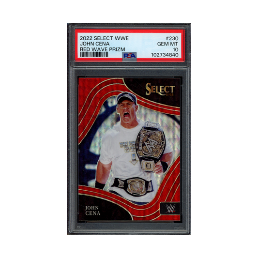 John Cena 2022 Panini Select WWE Reed Wave Prizm Ringside PSA 10