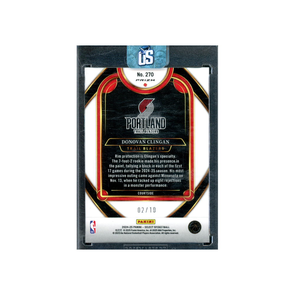 Donovan Clingan 2024-25 Panini Select Basketball Fast Break Rookie Gold /10