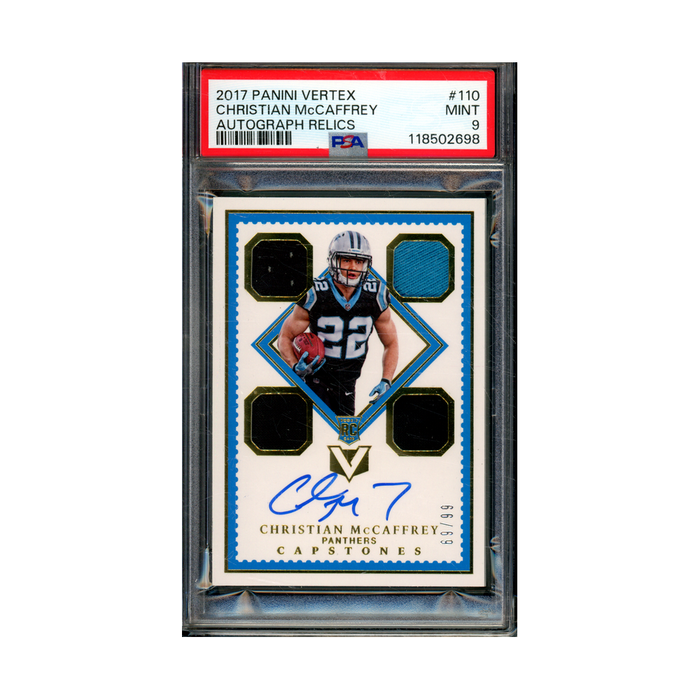 Christian McCaffrey 2017 Panini Vertex Football RPA /99 PSA 9