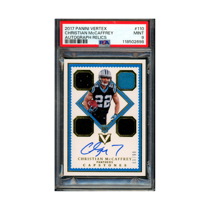 Christian McCaffrey 2017 Panini Vertex Football RPA /99 PSA 9