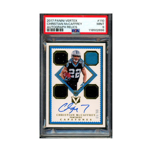 Christian McCaffrey 2017 Panini Vertex Football RPA /99 PSA 9