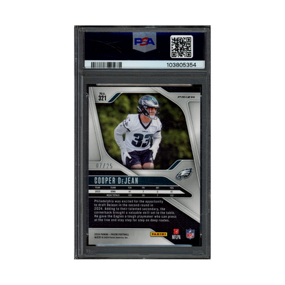 Cooper DeJean 2024 Panini Prizm Football Navy Camo Prizm Rookie /25 PSA 10