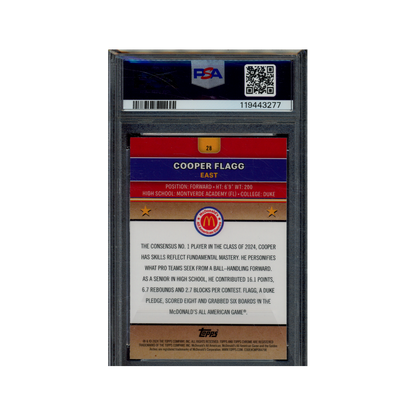 Cooper Flagg 2024 McDonalds Chrome Raywave PSA 9