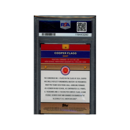 Cooper Flagg 2024 McDonalds Chrome Blue Raywave PSA 9
