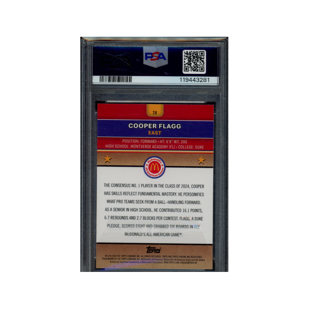 Cooper Flagg 2024 McDonalds Chrome McFlurry Refractor PSA 9