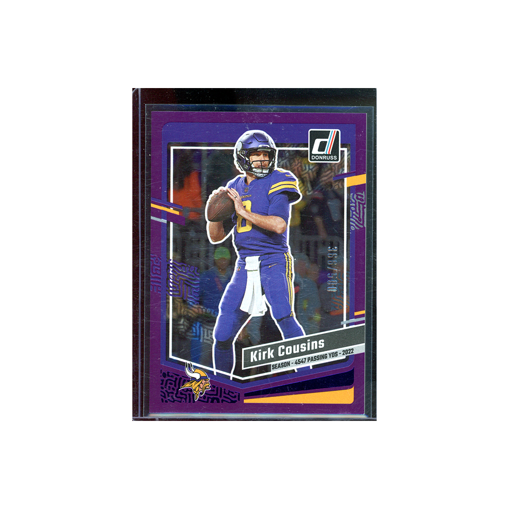 Kirk Cousins 2023 Panini Donruss Football Season Stat Purple /500