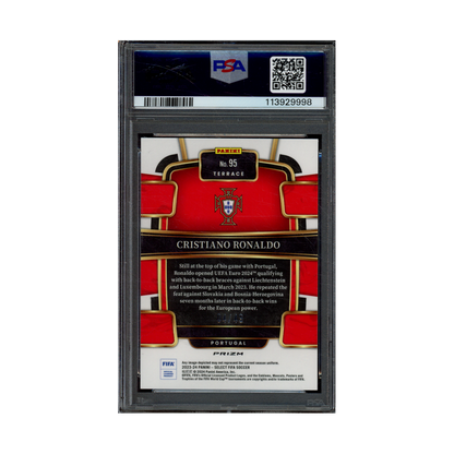 Cristiano Ronaldo 2023-24 Panini Select Fifa Orange /49 PSA 10