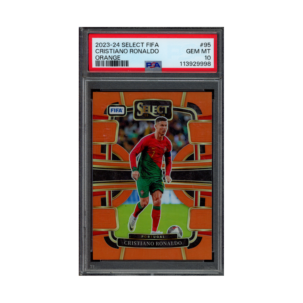 Cristiano Ronaldo 2023-24 Panini Select Fifa Orange /49 PSA 10