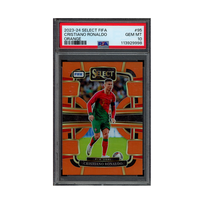 Cristiano Ronaldo 2023-24 Panini Select Fifa Orange /49 PSA 10