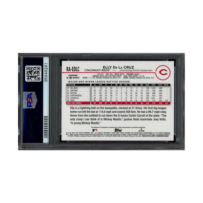 Elly De La Cruz 2024 Topps Chrome Rookie Auto Purple Speckle Refractor /299 PSA 8/10