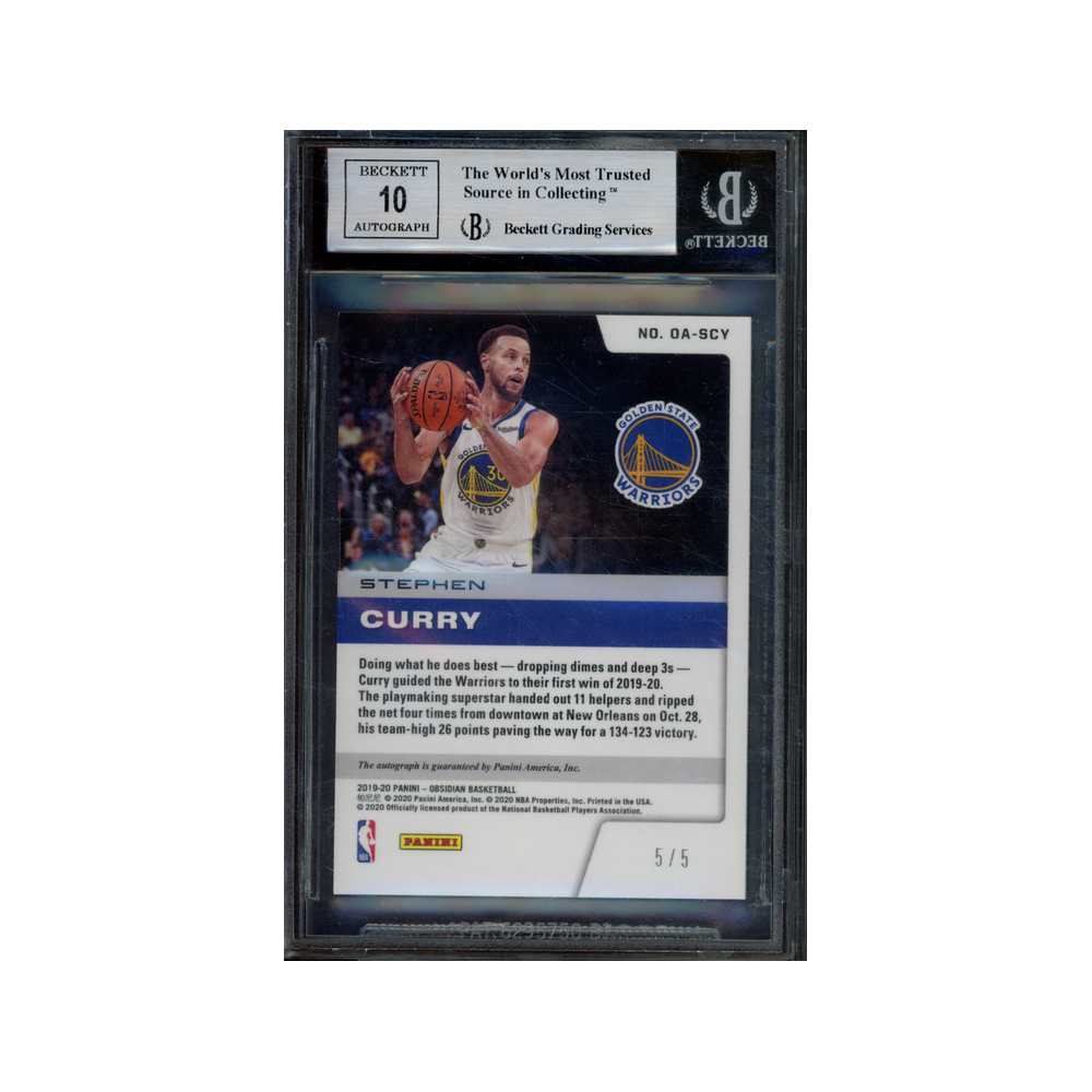 Stephen Cury 2019-20 Panini Obsidian Basketball Onyx Auto Red /5 BGS 9/10