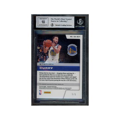 Stephen Cury 2019-20 Panini Obsidian Basketball Onyx Auto Red /5 BGS 9/10