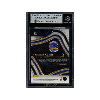 Stephen Curry 2021-22 Panini Select Basketball Blue Disco Courtside /25 BGS 9
