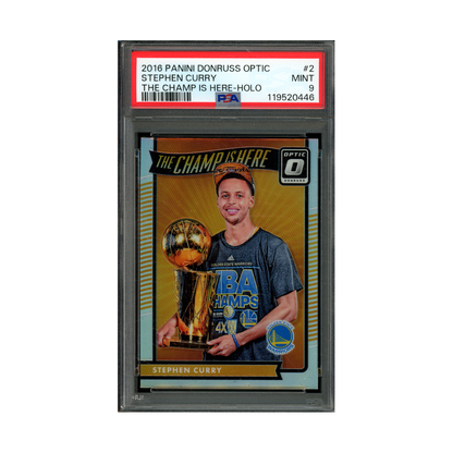 Stephen Curry 2016 Panini Donruss Optic Basketball The Champ is here Holo PSA 9