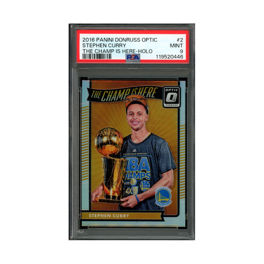 Stephen Curry 2016 Panini Donruss Optic Basketball The Champ is here Holo PSA 9