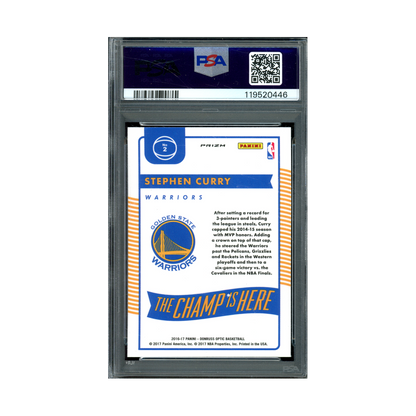 Stephen Curry 2016 Panini Donruss Optic Basketball The Champ is here Holo PSA 9