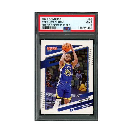 Stephen Curry 2021 Panini Donruss Basketball Press Proof Purple /199 PSA 9