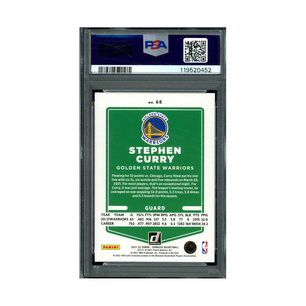 Stephen Curry 2021 Panini Donruss Basketball Press Proof Purple /199 PSA 9