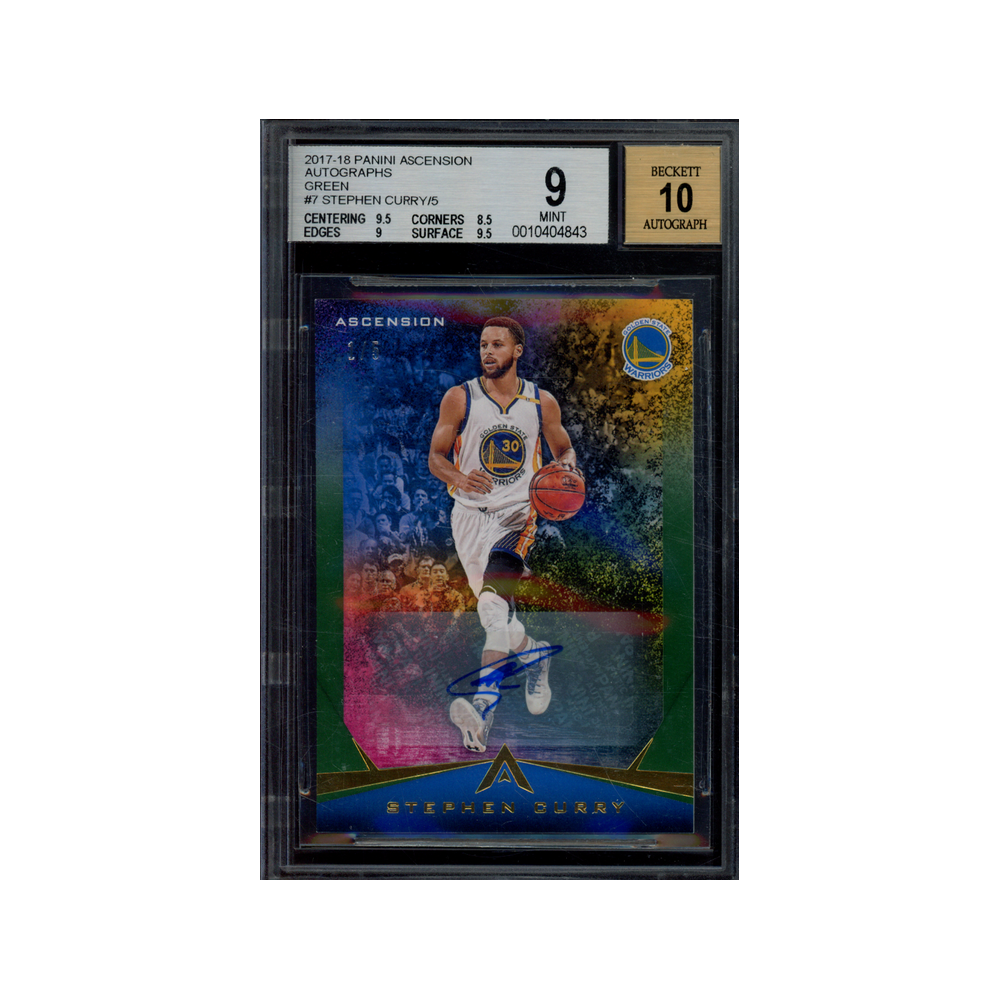 Stephen Curry 2017-18 Panini Ascension Auto Green /5 BGS 9/10