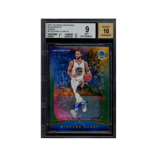 Stephen Curry 2017-18 Panini Ascension Auto Green /5 BGS 9/10