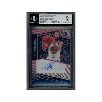 Stephen Cury 2019-20 Panini Obsidian Basketball Onyx Auto Red /5 BGS 9/10