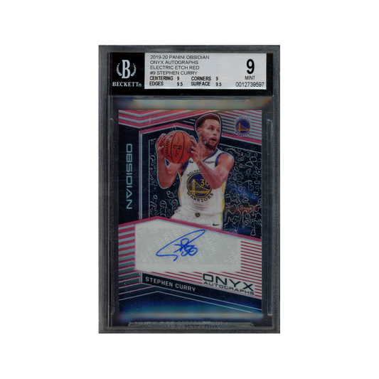 Stephen Cury 2019-20 Panini Obsidian Basketball Onyx Auto Red /5 BGS 9/10