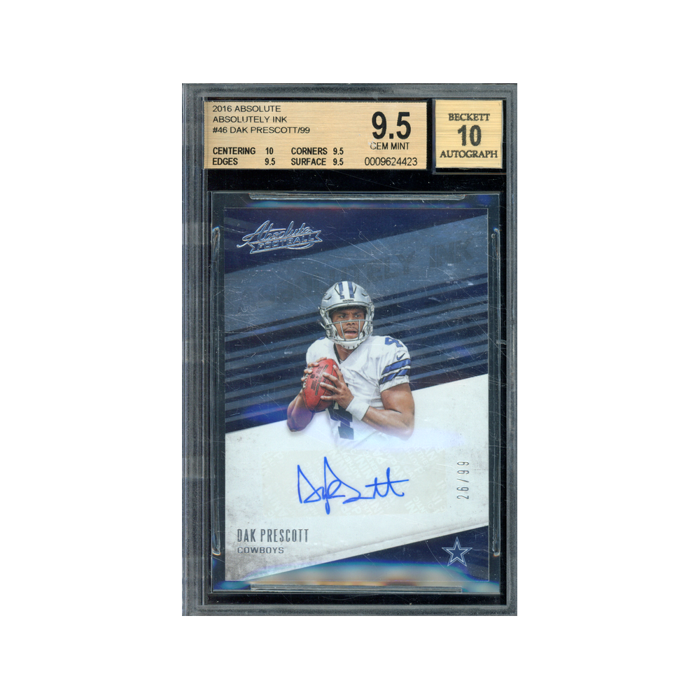 Dak Prescott 2016 Panini Absolute Football Absolutely Ink Rookie Auto /99 BGS 9.5/10