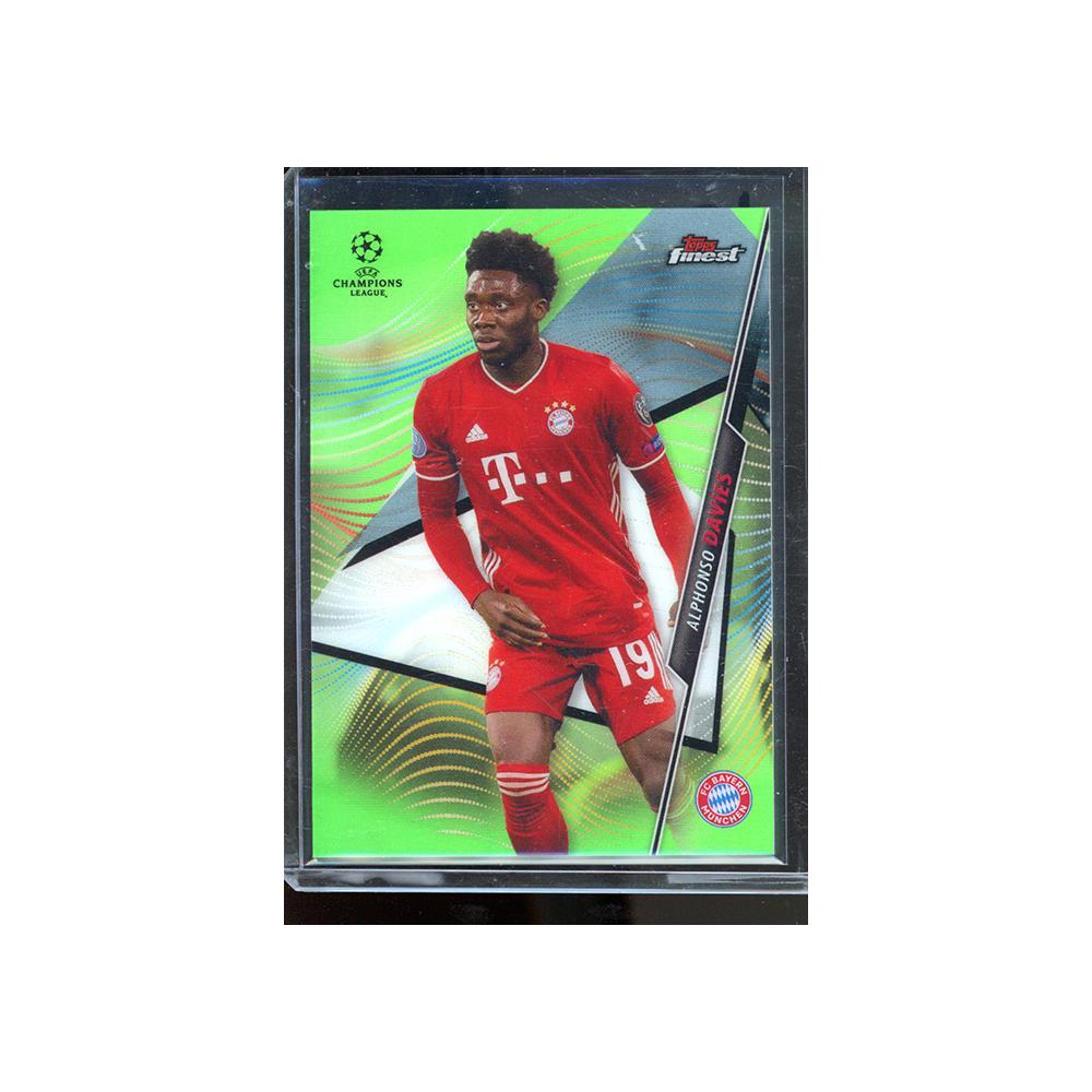 Alphonso Davies 2021 Topps Finest UCL Green Refractor /99