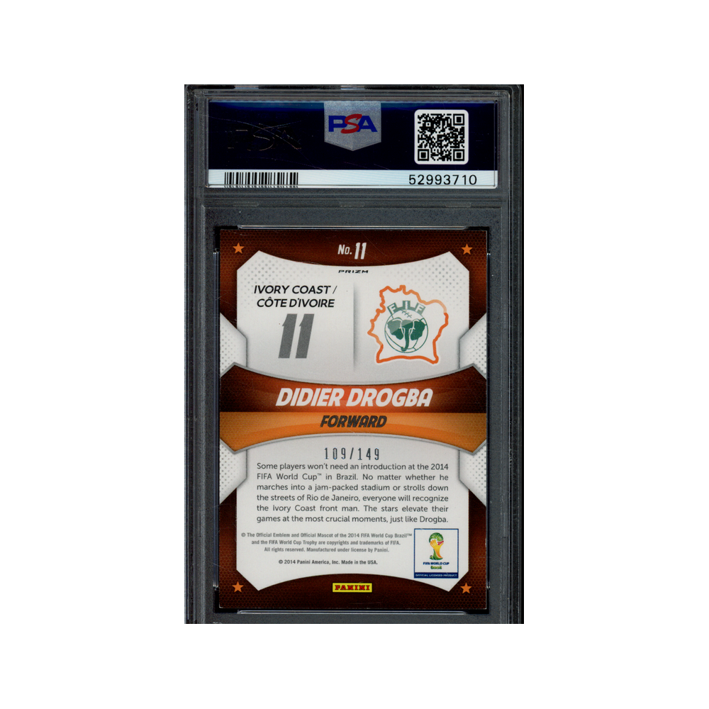 Didier Drogba 2014 Panini Prizm World Cup Stars Red Prizm /149 PSA 9
