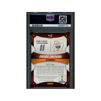 Didier Drogba 2014 Panini Prizm World Cup Stars Red Prizm /149 PSA 9