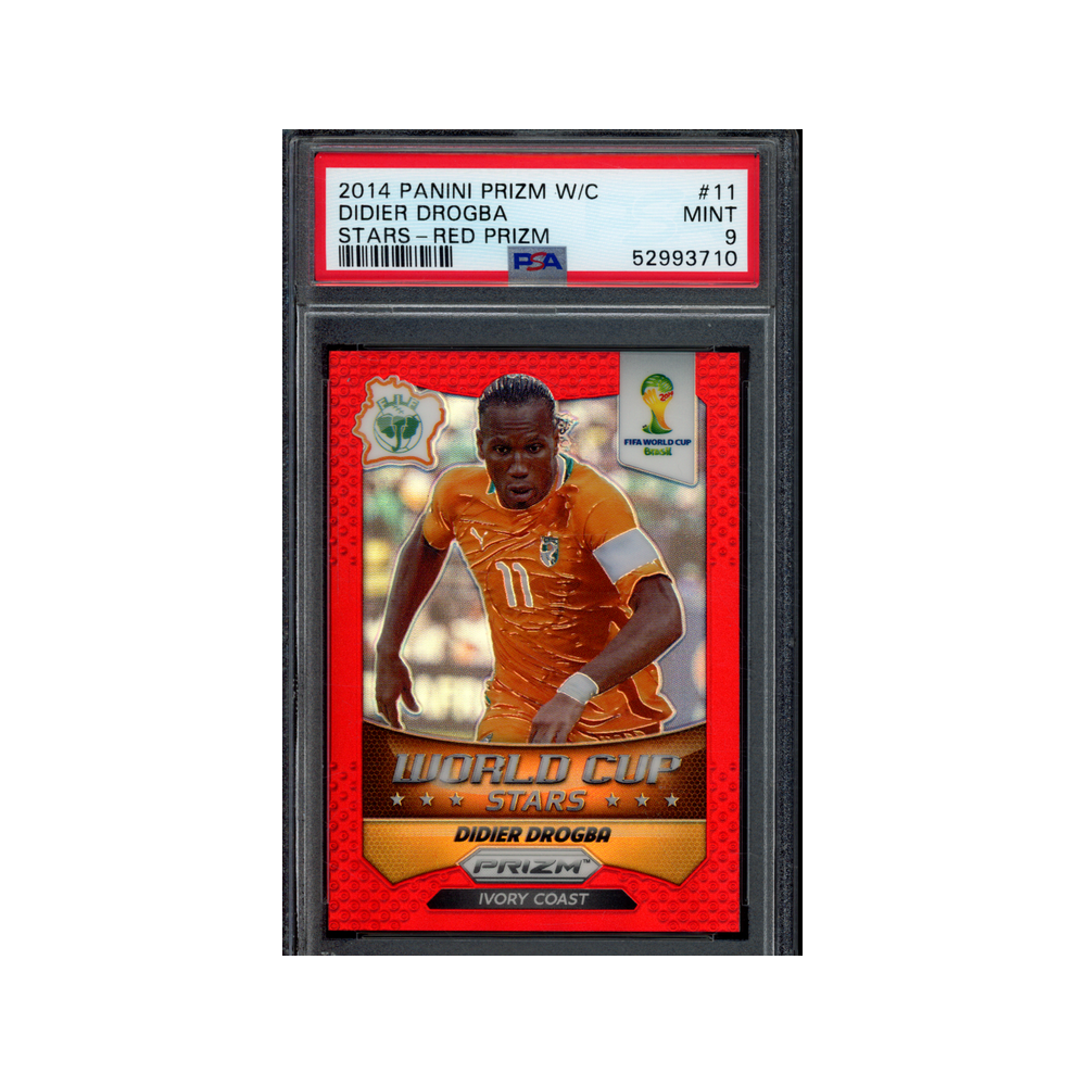 Didier Drogba 2014 Panini Prizm World Cup Stars Red Prizm /149 PSA 9