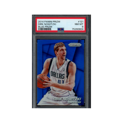 Dirk Nowitzki 2014 Panini Prizm Basketball Blue Prizm /99 PSA 8