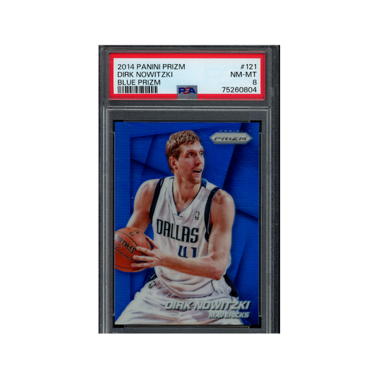 Dirk Nowitzki 2014 Panini Prizm Basketball Blue Prizm /99 PSA 8
