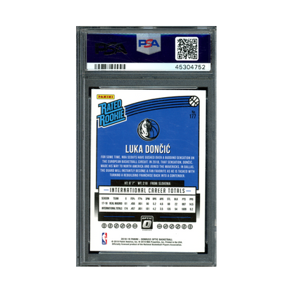Luka Doncic 2018 Panini Donruss Optic Basketball Rated Rookie PSA 10
