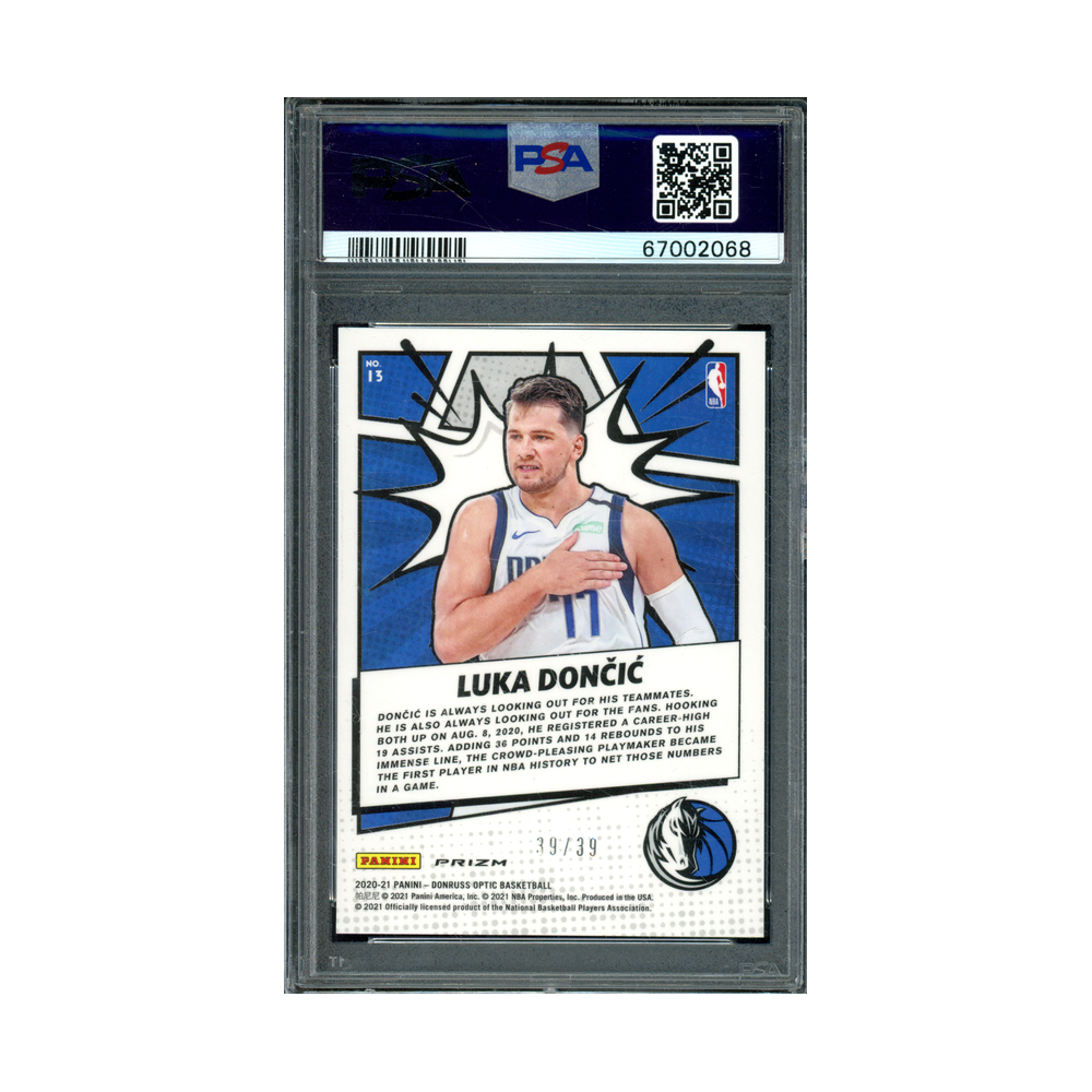 Luka Doncic 2020 Panini Donruss Optic Basketball My House Orange /39 PSA 10