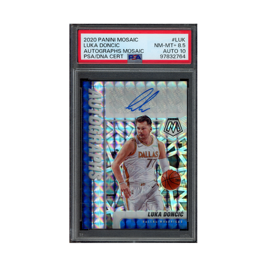 Luka Doncic 2020 Panini Mosaic Basketball Auto PSA 8.5/10