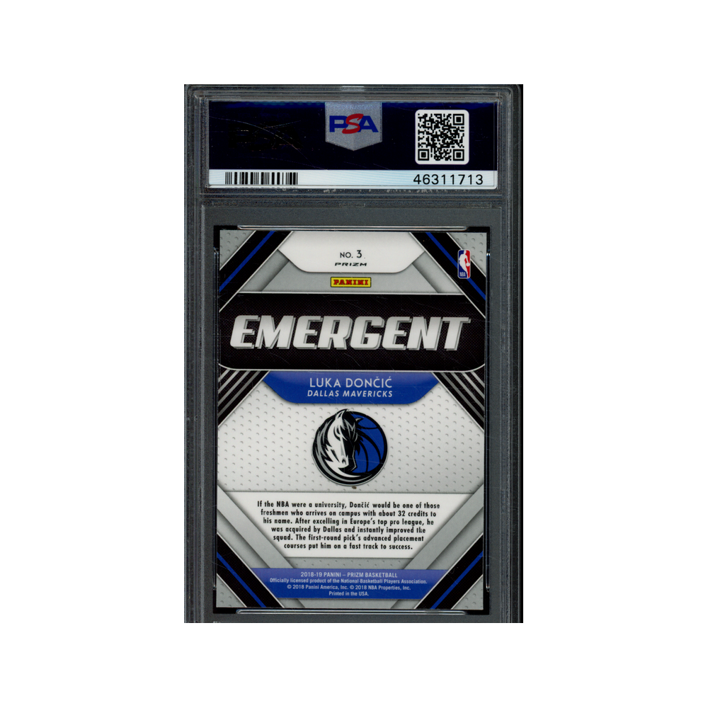Luka Doncic 2018 Panini Prizm Basketball Emergent Silver Prizm Rookie PSA 10