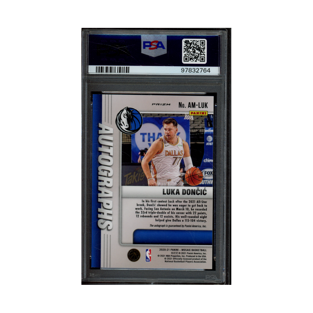 Luka Doncic 2020 Panini Mosaic Basketball Auto PSA 8.5/10