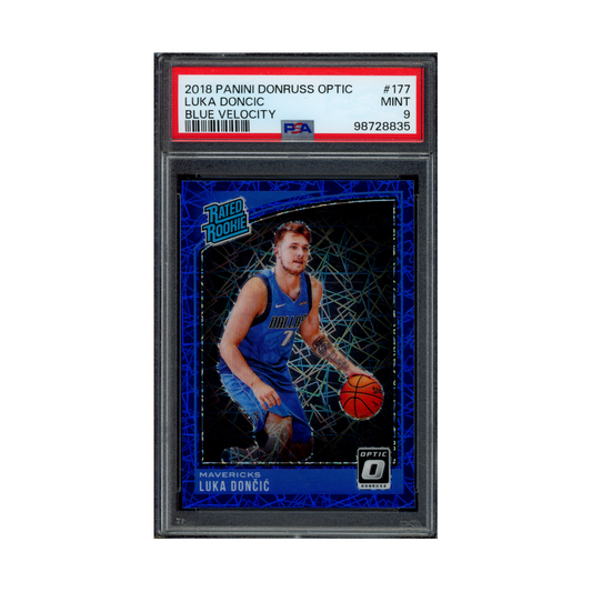 Luka Doncic 2018 Panini Donruss Optic Basketball Rated Rookie Blue Velocity PSA 9