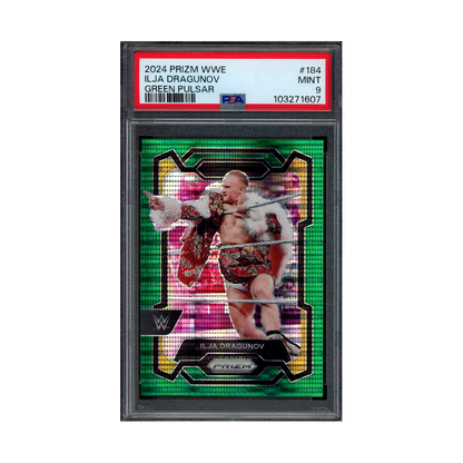Ilja Dragunov 2024 Panini Prizm WWE Green Pulsar Prizm /25 PSA 9