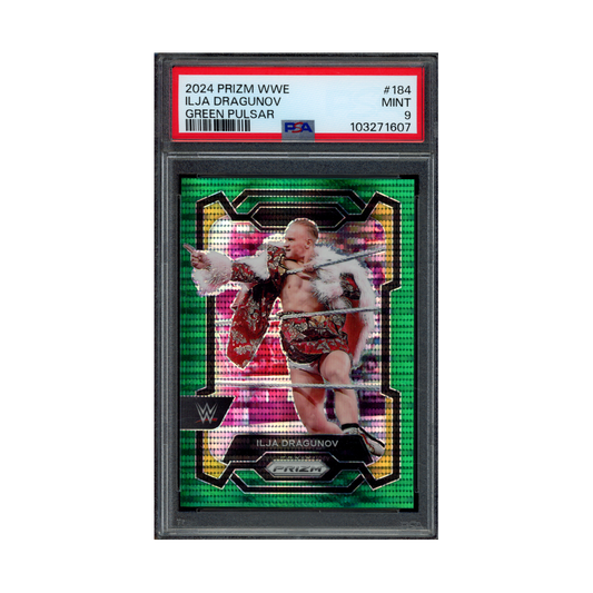 Ilja Dragunov 2024 Panini Prizm WWE Green Pulsar Prizm /25 PSA 9